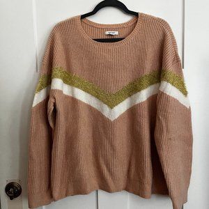 Nine West Pink and Gold Chevron Sweater